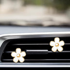 Frienda 6 Pcs Daisy Flower Air Vent Clip Accessories Air Conditioning Outlet Clip Car Air Freshener Dashboard Accessories Charm Car Inter Decor(3 cm, 3.3 cm,White)
