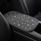 BetterJonny Auto Bling Car Armrest Cover, Crystal Rhinestone Auto Center Console Cover Pad Non-Slip Car Arm Rest Cushion Pad Universal Bling Car Accessories for Most Car (Black)