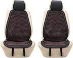 Blueshyhall Cooling Wooden Beaded Car Seat Cover Comfortable Massage Support Cushion for SUV Auto Office Home Seat Chair - Red 2 Pcs