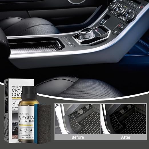 Crystal Coating for Car, 2026 New Plastic Parts Crystals Coating, Upgrade Plastics Parts Crystal Coating Plastic Restorer with Spong, Coatings Agent for Automotive Plastics (5Set)