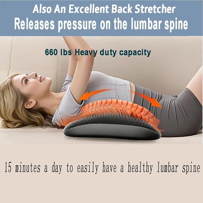 Lumbar Support Pillow, Inflatable Rubber Lumbar Pillow for Lower Back Pain Relief - Car Back Cushion for Driving - Lumbar Support for Car-Office Chair, Massage Points, Adjustable Firmness, Blue