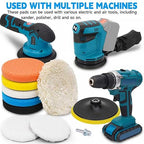 6 Inch Buffing Polishing Pads&Wool Buffing Pad ，with M14 Drill and 6 Inch Backing for Car Buffer Polisher, Washing Cleaning Waxing Dusting, 10PCS