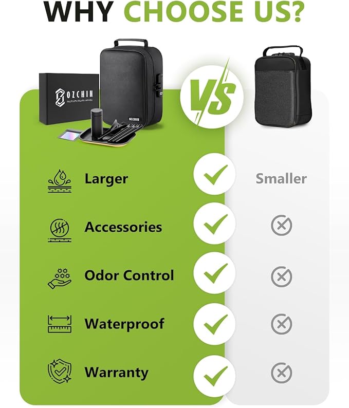 OZCHIN Large Smell Proof Bag with Combination Lock Odor Proof Lock Box Travel Storage Case Activated Charcoal Bag Great Christmas Gift (Black 1)