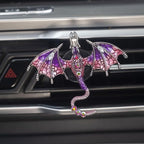 2 Pcs Bling Dragon Car Air Freshener Vent Clips, Crystal Rhinestone and Enamel Dragon Air Vent Clips Car Diffuser Cute Car Interior Decoration Accessories for Women Gift (Green Purple)
