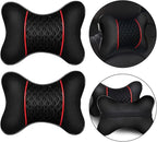 2Pcs Car Headrest Pillow, 28cm PU Leather Car Neck Support Pillow, Car Seat Head Neck Pillow for Driving Traveling