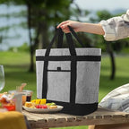 CIVJET Insulated Reusable Tote Bag for Grocery Shopping for Women, Insulated Pizza/Food Delivery Bag to Keep Food Cold/Hot, Waterproof PRO, Grey, 1PK