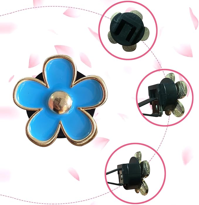 8PCS Car Daisy Flower Air Vent Clip, Cute Auto Outlet Air Conditioning Clip, Sweet Girly Vehicle Fresheners Gift for Women Girls, Car Interior Decor Universal Fit（Blue）