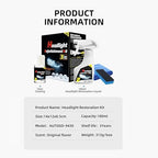 Automotive Headlamp Restoration Fluid Oxidized, Headlight Restoration Kits, Car Light Polisher Cleaning, Only for Headlight Cleaner Polishing.(10ML Coating+180ML Headlight Renovation Liquid)
