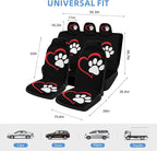 5 Pcs Premium Heart-Shaped Paw Print Car Seat Cover, Breathable & Washable Car Seat Covers Full Sets, Fashionable Printed Seat Covers for Cars Interior, Universal Fit for Most Cars