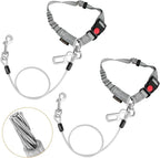 Chew Proof Dog Car Seat Belt, 2 in 1 Steel Cable Dog Car Accessories Headrest Restraint for Medium Large Dogs Chewer Heavy Duty Dog Seatbelts for Cars Swivel Attach