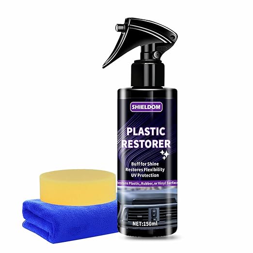Plastic Restorer for Cars Ceramic Plastic Coating Black Trim Quick Restoration Bring Faded Rubber and Vinyl Back to Life, Buff for Shine, Restore Flexibility, UV Protection - 5oz/150ml
