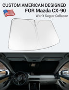 Proadsy 2026 Upgrade Windshield Sun Shade Custom Fit Mazda CX-90 2024 2025 2026 Foldable Front Sunshade Protector Sun Visor Blocks UV Rays Keep Car Cooler Accessories