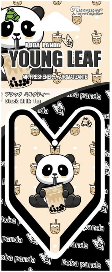 Tree Frog Young Leaf Black Milk Tea 8-Pack, Boba Panda Car Hanging Air Freshener Treefrog