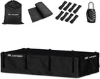 ARKSEN Extra-Wide 42 Cubic Feet Waterproof Rooftop Cargo Carrier Bag Heavy Duty Car Roof Rack Bag for Full-Size Cars w/ 8 Door Hook Straps +1 Combination Lock, 12 Reinforced Straps & Anti-Slip Mat