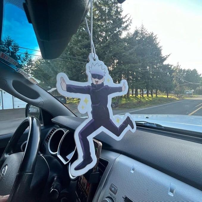 PumpCar 2 pieces Cute Gojo Satoru double-sided hanging Japanese anime cherry-scented car air freshener Cool anime hanging for rearview mirror Car Interior Accessories Gifts
