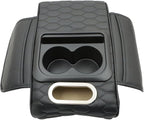 Priprilod Car Center Console Armrest Pillow, Leather Memory Foam Car Armrest Cushion with Cup Holder & Phone Holder, Universal Armrest Storage Box Protector for Most Vehicles, Car Accessories (Black)