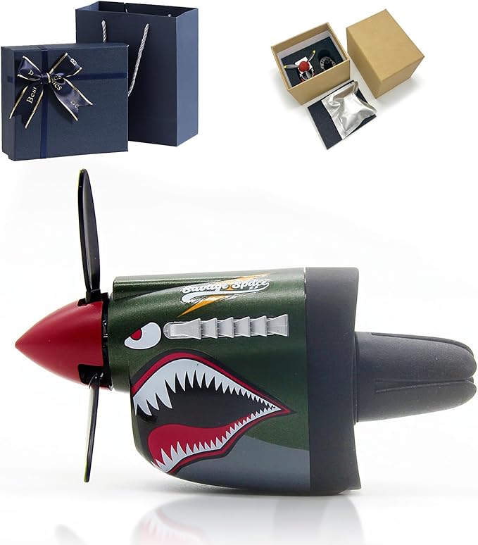 P-40 Warhawk Creative Propeller Car Decor, 2026 Upgraded P-40 Warhawk Car Air Freshener, Creative Fighter Car Air Freshener (Black)