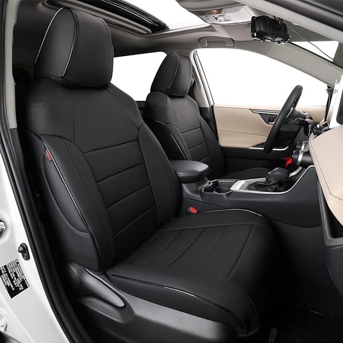 EKR Rav4 Seat Covers Custom Fit for Toyota Rav4 (Hybrid) LE/XLE Premium 2026, Leather Car Seat Cover Full Set for SUV,Faux Leather(Black)