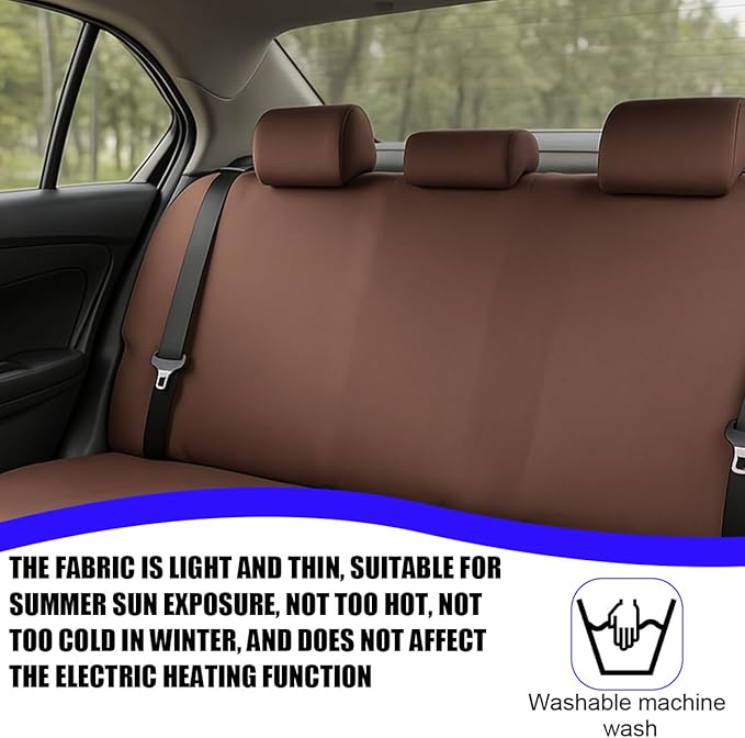 BESULEN Car Back Seat Cover, Dustproof Elastic Cloth Vehicle Rear Seat Bench Protector for Pets Kids, Waterproof Stretch Automobile Interior Accessories, Universal for Sedan Truck SUV (Coffee)