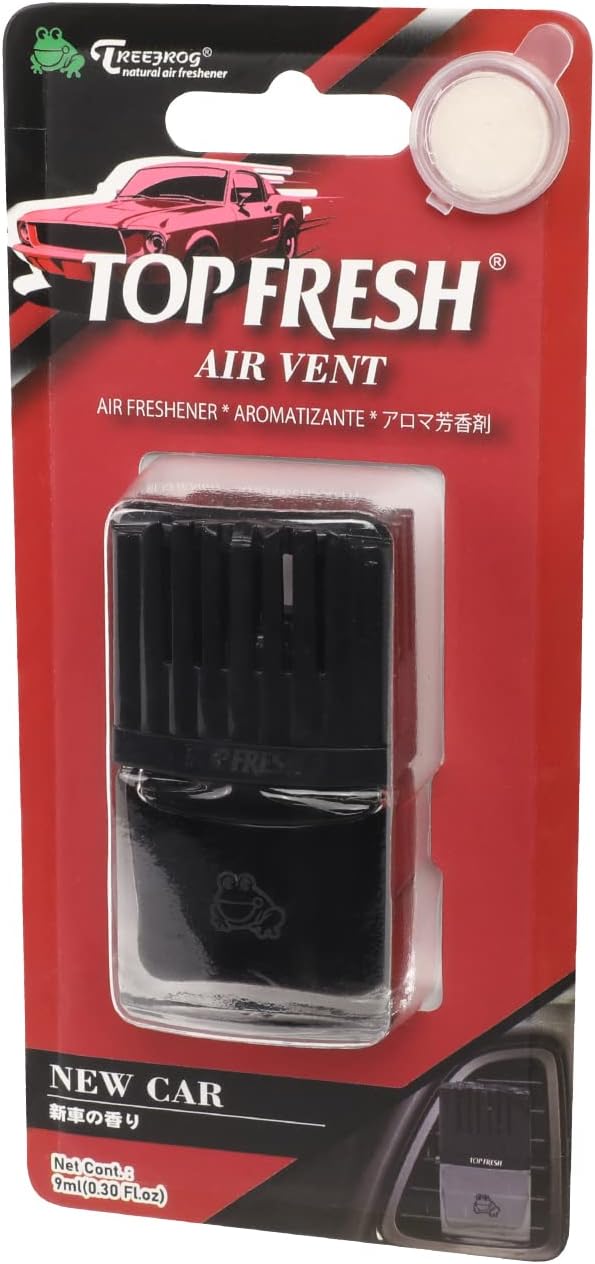 Auto Dynasty TreeFrog Room Car Clean Top Fresh Natural Air Freshener Vent Clip, New Car Scent, 0.3 Fl Oz