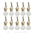 10 Packs Car Hanging Diffuser Empty Glass Perfume Bottles Air Freshener Diffuser Bottle Pendant Oil Fragrance Aromatherapy Bottle Ornament Decor (diamond)