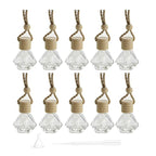 10 Packs Car Hanging Diffuser Empty Glass Perfume Bottles Air Freshener Diffuser Bottle Pendant Oil Fragrance Aromatherapy Bottle Ornament Decor (diamond)