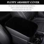 Fluffy Furry Armrest Cover for Car, Auto Center Console Cover Pad Car Soft Console Pad Wool Fur Armrest Seat Box Cover Protector Universal Fit for Most Vehicle, SUV (Black)