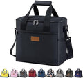 Iknoe Large Cooler Bag Collapsible 24 Can Insulated Bags Leakproof Lunch Cooler Tote with Multi-Pockets for Adult Insulated Thermal Bag for Beach, Picnic, Office Work (New Black)