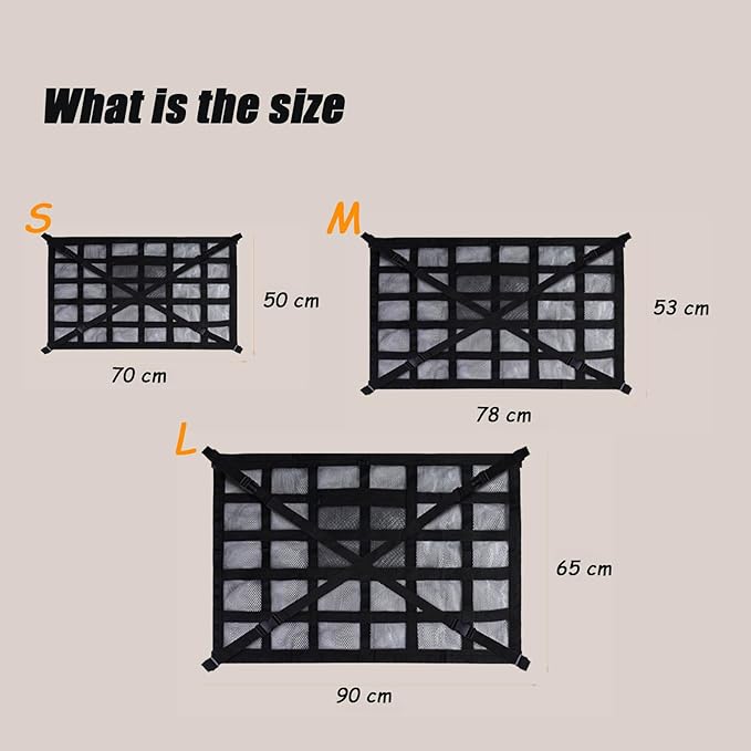 Overhead Car Organizer, Compatible with Ford F-150 XL/Raptor 2010-2025 Car Roof Storage Net Universal Car Ceiling Storage for Camping Storage Bag,Black-Large