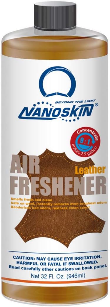 Nanoskin Concentrated Air Freshener – LEATHER - Emits Fragrant Scent with Odor Eliminator into The Air to Freshen Interior | Adjustable Dilution up to 9:1 | For Automotive, Home, Office & More