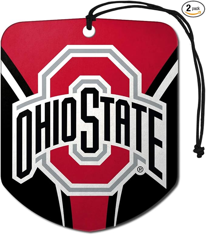 FANMATS Ohio State University Air Freshener 2-pk 2.75” x 3.5” -"O & 'Ohio State' Logo & Wordmark2
