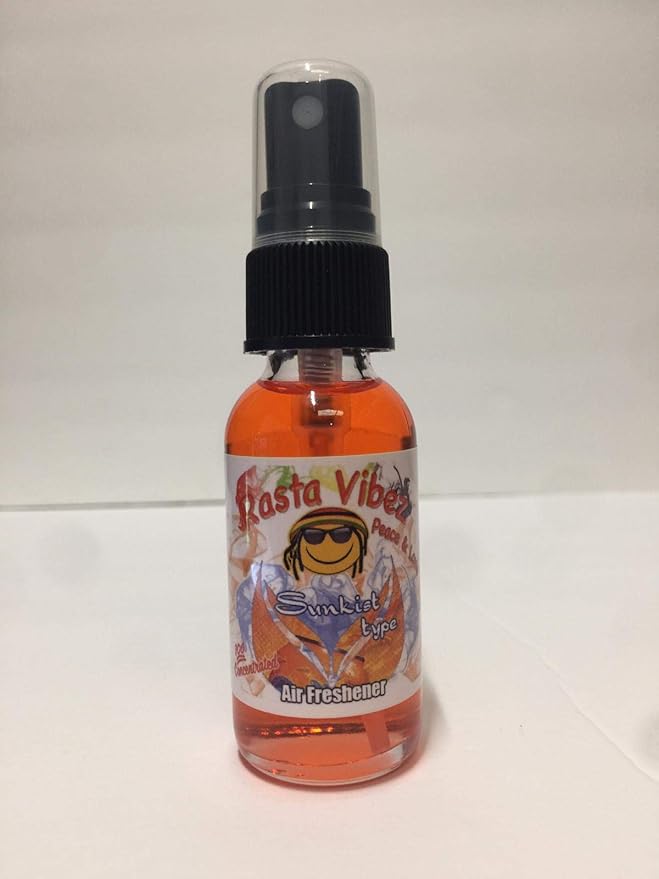 Rasta Vibez Sun-kist Type Air Freshener - 100% Ultra Concentrated Oil Based Spray - Ideal for Bathroom, Home, Car, Office & More - Long Lasting Effects - 1oz Bottle