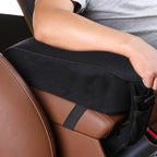 Auto Center Console Armrest Pillow Pad, Car Armrest Cushion Soft Memory Foam with Phone Holder Storage, Pockets Bag Seat Cushion Universal Fit for Most Car (Black)