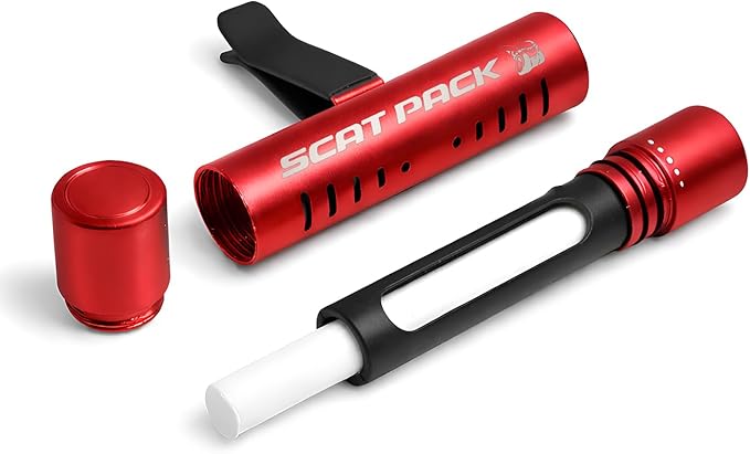 iPick Image for Dodge Scat-Pack Full Color Car Vent Air Freshener Clip - Official Licensed Red Aluminum with Adjustable Window + 10 Refill Sticks