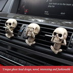 Car Air Freshener Vent Clips 3-Pack Beige Resin Skull Design Aromatherapy Diffuser