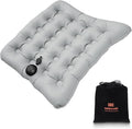 Lumbar Support Pillow, Inflatable Seat Cushion, Lightweight Car Back Cushion, Portable Chair Seat & Back Cushions for Office, Flight, Workplace, Gray Stadium Cushions with TPU