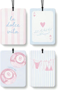 Preppy Summer Beach Car Air Freshener 4 Pcs, Coastal Ace Card lucky 8 Dice Bikini Summer Hanging Air Freshener for Closet Drawer Books, Girly Beachy Car Accessories Mirror Decor for Women