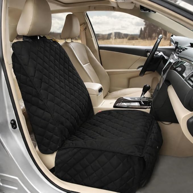 Deluxe Dog Seat Cover for Front Seat-More Durable Waterproof Front Seat Protector, High Heat Resistant and Nonslip Front Seat Cover for Dogs Kids, Universal Size (Black MAT)