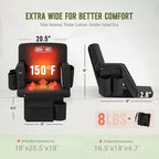 Overmont Heated Stadium Seat with Back Support – 3 Heat Levels, Dual-Zone Independent Control, 6-Position Recliner, Wide Cushion Dual Hooks Multiple Pockets – Bleacher Chair for Sport Camping Concerts