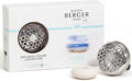 Maison Berger Car Diffuser Set – Refillable Vent Clip, Ceramic Refill, Made in France - Luxury Auto Scent - 4-Week Diffusion - Elegant Air Freshener for All Car Vents (Ocean Breeze)