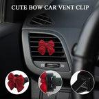6PCS Bow Car Air Vent Clips, Cute Car Air Freshener Outlet Vent Clip, Coquette Bow Car Diffuser Perfume Clip, Universal Auto Air Conditioning Accessories for Women Girls (Red, 6PCS)