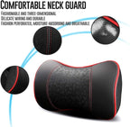 Car Leather Neck Pillows, Neck Rest Cushions,100% Memory Foam Cervical Support, Comfortable Travel car Seats and Home Office Soft Pillows, Red a Set (2 pcs)