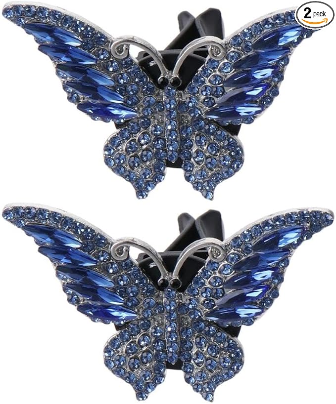 BYOBYO 2 Packs Blue Butterfly Vent Clips, Bling Interior Decor, Air Freshener, Cute Car Accessories for Girls Women, Gifts