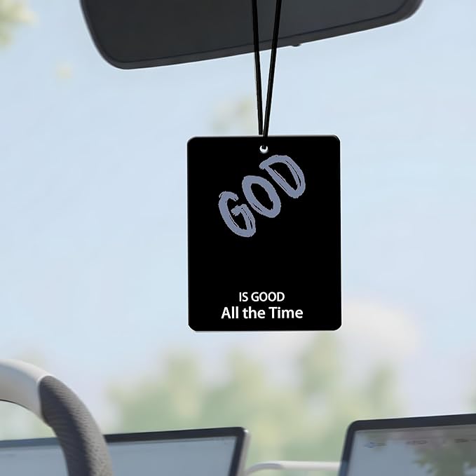God Is Good Car Air Freshener 4 Pcs, Christian Religious Quote Scented Hanging Decor for Women Men, Vehicles Home Church, Faith Based Mirror Gift