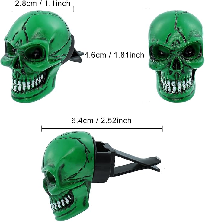 Skull Car Air Fresheners Cute Cool Funny Air Conditioning Vent Perfume Diffuser Decoration Interior Car Accessories 2 pcs
