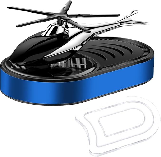 Solar Powered Car Air Freshener - Helicopter Design - Long Lasting Fragrances - Red