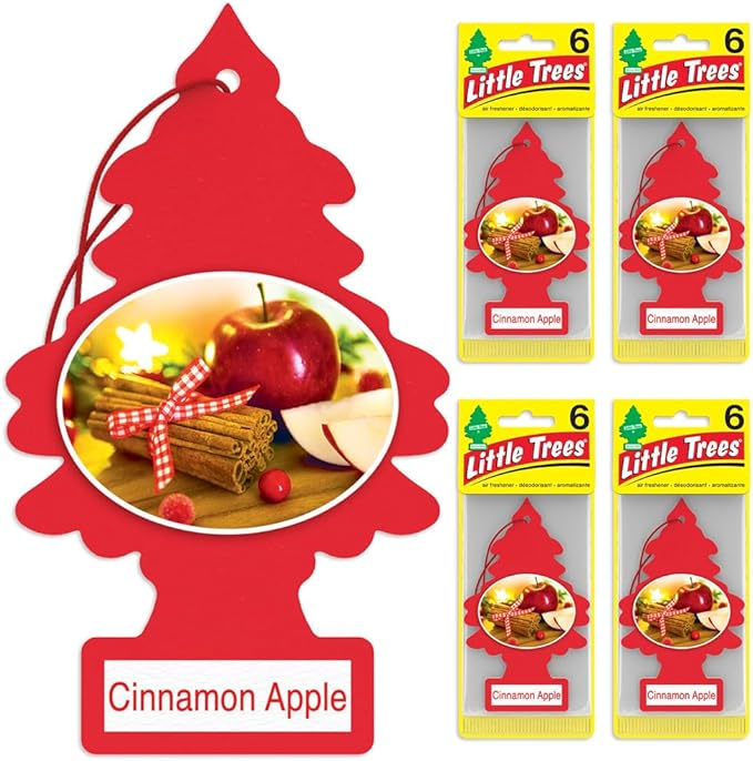 LITTLE TREES Air Freshener, Hanging Tree, Cinnamon Apple | Long Lasting Scent | For Auto or Home | 24 Count, Pack of 6