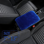 Sheepskin Armrest Cover Auto Center Armrest Cover Car Soft Console Pad, Fluffy Wool Auto Center Console Cover for Most Car Arm Rest Decoration Protector 7 x 13 Inch (Shearling, Blue)