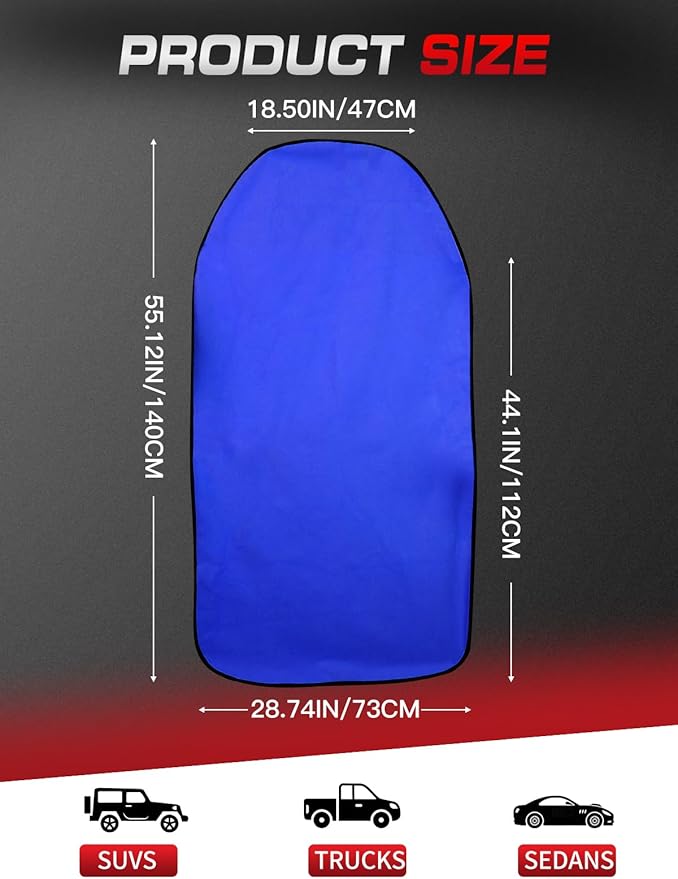 2-Pack 550g Waterproof Car Seat Cover Towel - Universal Anti-Slip Sweat Protection for Front Bucket Seats - Machine Washable Microfiber Protector for Gym, Yoga, Pets, Beach - Fits Cars, SUVs (Blue)