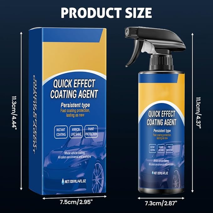 Advanced Car Quick-acting Coating Agent Spray, Upgrade Car Coating Spray, Quick Effect Coating Agent, Quickly Coat Car Wax, Polish Sprays Waterless Wash Wax, Oil Film Emulsion Glass Cleaner (3Pcs)